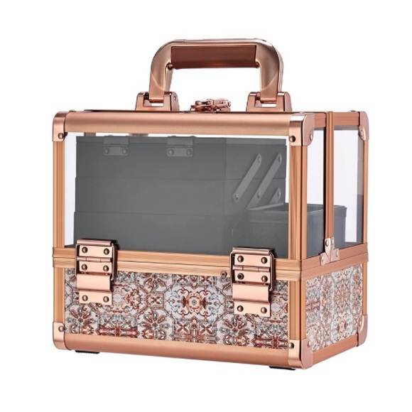 Makeup Box Cosmetic Train Clear Acrylic Shell with 3 Tiers Trays